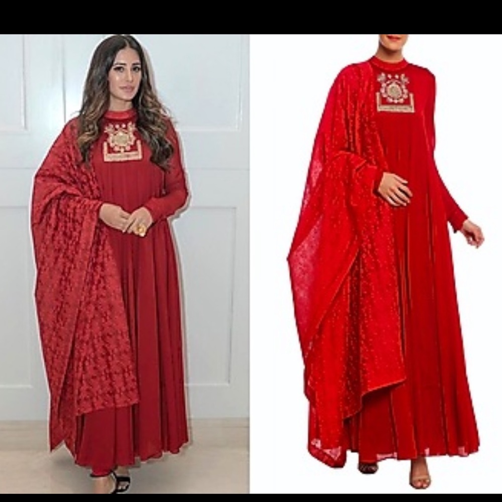 New! Masaba red embroidered anarkali dress size XS. well made